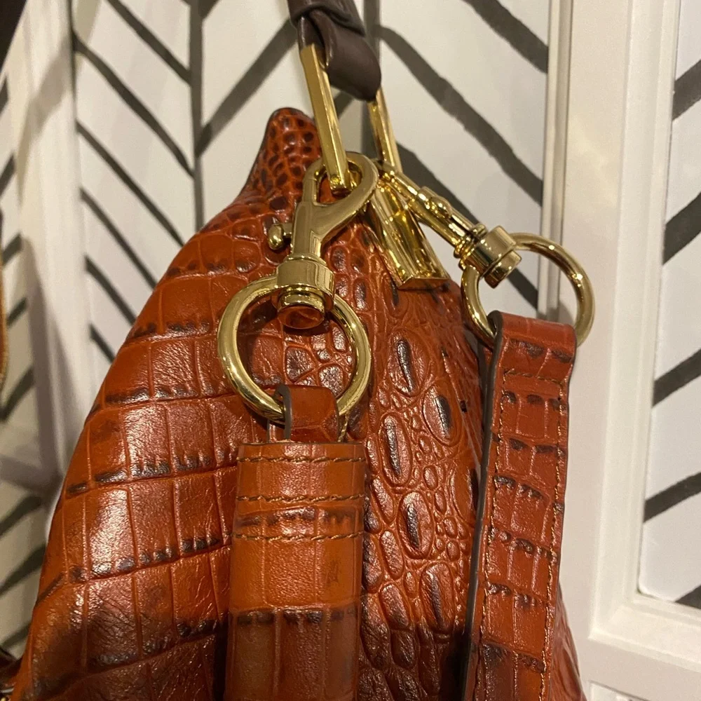 G.I.L.I. Milano Double Zip Exotic Genuine Leather Hobo with two Straps